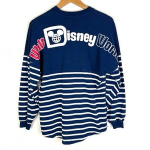 Disney World Parks Navy White Stripe Spirit Jersey Sweatshirt Oversized XS
